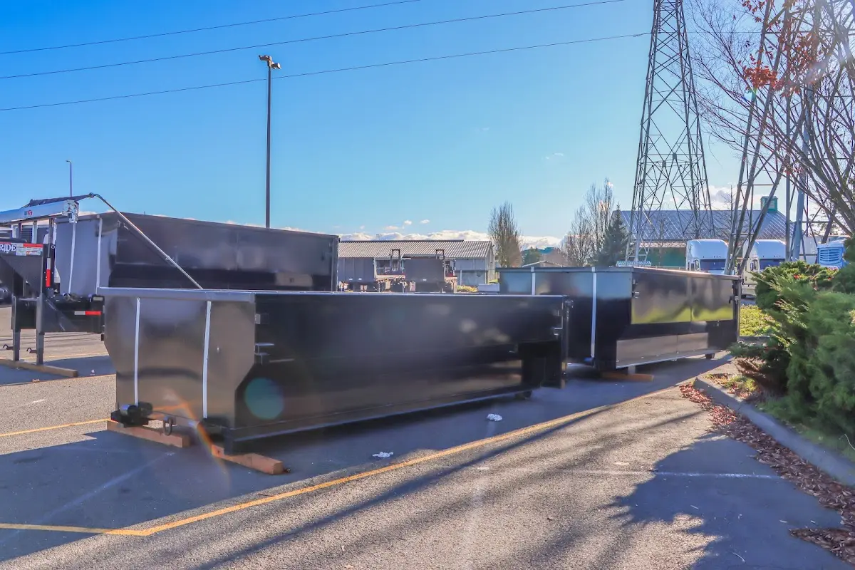 Roll-off dumpster ready for waste disposal at job site for 6 Yard Dumpster Rental in Christiansburg